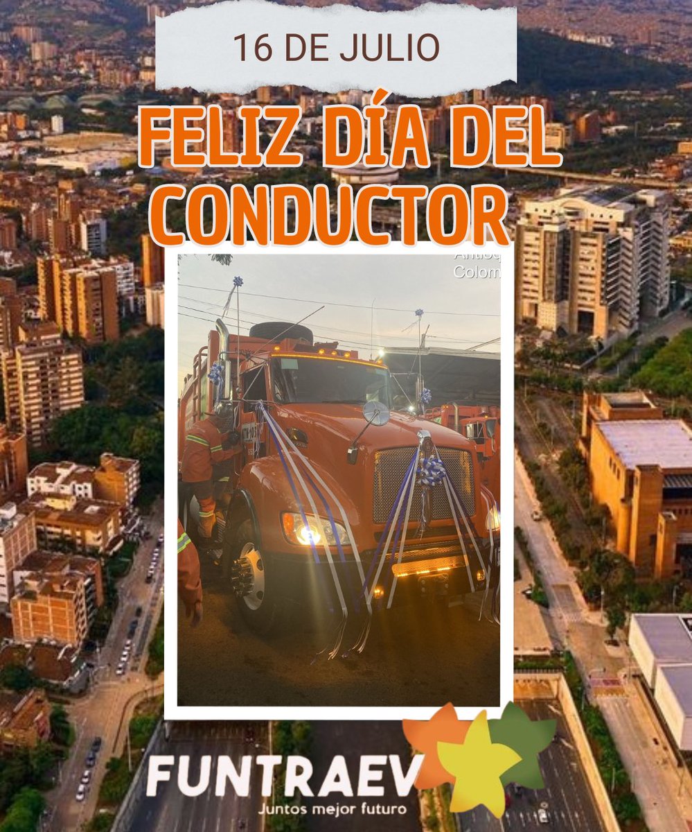 FuntraevMed's tweet photo. Feliz día amigo conductor, los admiramos mucho porque su trabajo es duro y  por que gracias a ustedes la ciudad se mantiene limpia.🧡 https://t.co/93flJ6VovA