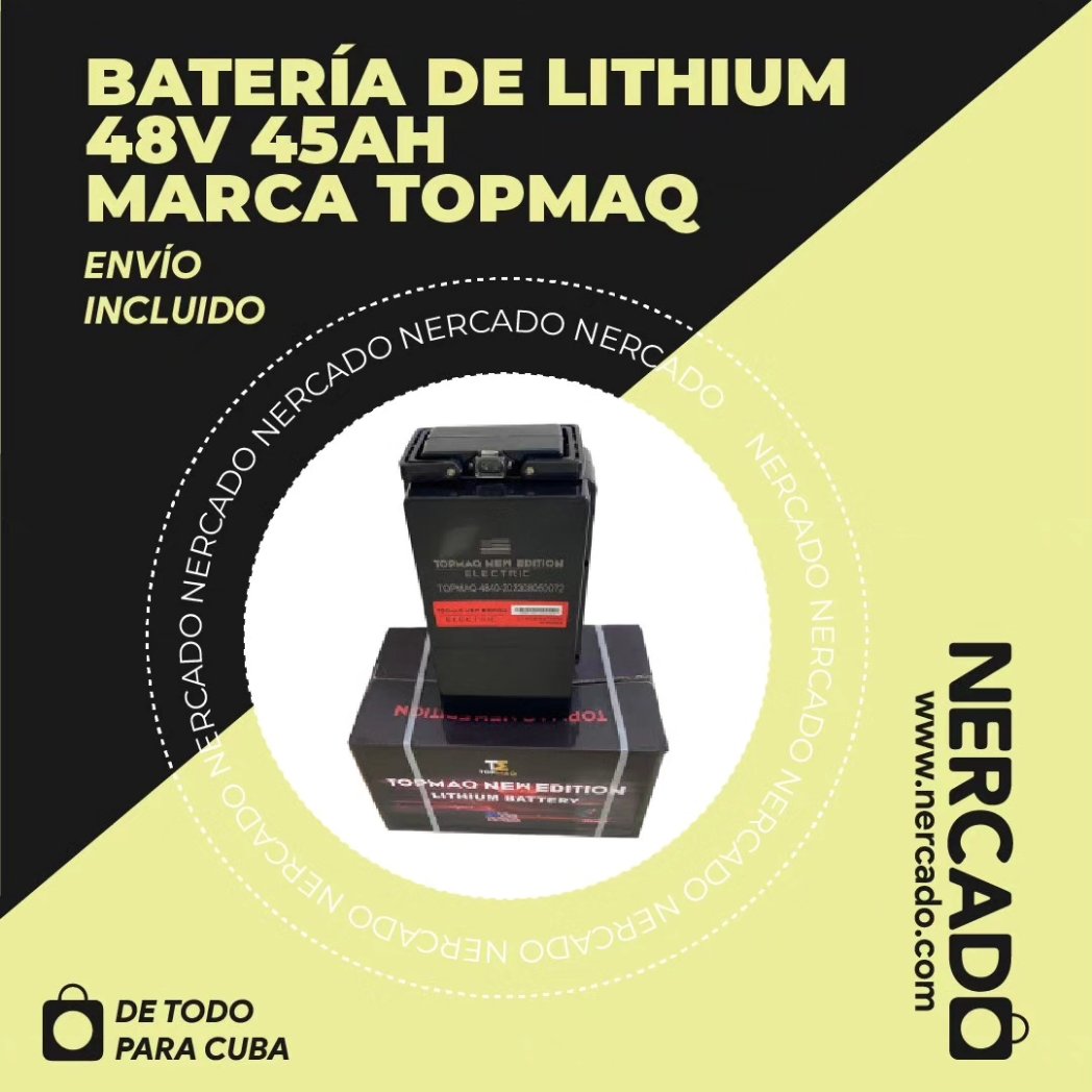 NercadoCuba's tweet photo. ¿Tienes familia en Cuba y quieres asegurarte de que siempre tengan energía para sus motos eléctricas? 🚴‍♂️🔋 En Nercado, tenemos la solución perfecta: Batería de litio 48v 45ah marca TOPMAQ. 

¡Duradera, confiable y fácil de enviar! 🌍✈️ 

#Nercado #EnergíaParaCuba https://t.co/iS3LiJctDh