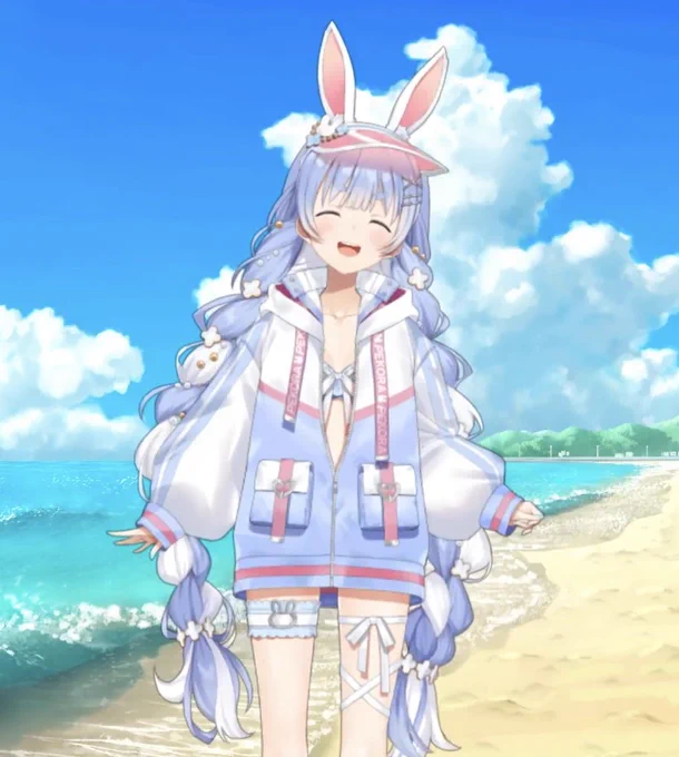 今回のぺこちゃん新衣装どちゃくそストライクでした 水着姿ドーーンも良いんだけど、このTシャツとか着てるシチュエーションがたまらん… これ自分のシャツかな? パーカーの袖の感じも個人的に好きな形で良き これで釣りサムネって言われなくて済みそうだね #兎田ぺこら新衣装 #ぺこらいぶ
