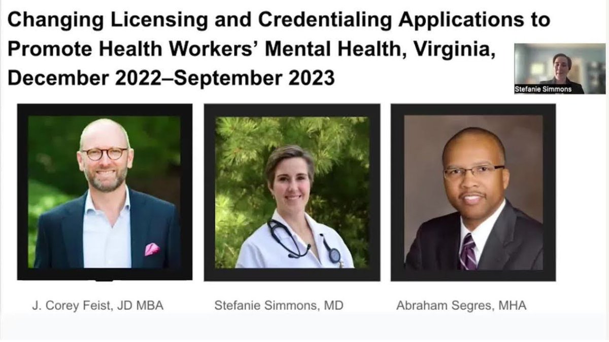 Virginia is removing barriers to #MentalHealth care! The Dr. #LornaBreen Heroes’ Foundation has encouraged the omission of invasive questions in health workers' licensing. See Dr. Stefanie Simmons' video abstract buff.ly/3RaxNHk and read more at buff.ly/3yDRaSK