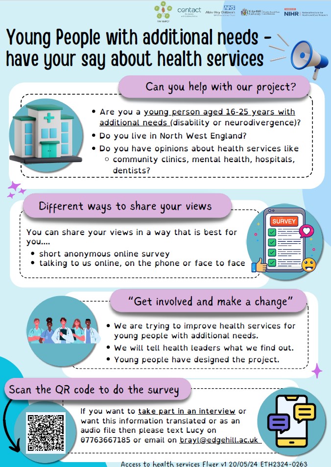 Lancashire Child and Youth Voice (@lancscypvoice) on Twitter photo 📢If you're aged 16-25 with SEND or a parent carer of a young adult that age, this research project from <a href="/edgehill/">Edge Hill University</a> may be for you to talk about Access to Health Care #YouthVoice #SENDVoice <a href="/LSCICB/">Lancashire and South Cumbria ICB</a> 📢If you're aged 16-25 with SEND or a parent carer of a young adult that age, this research project from <a href="/edgehill/">Edge Hill University</a> may be for you to talk about Access to Health Care #YouthVoice #SENDVoice <a href="/LSCICB/">Lancashire and South Cumbria ICB</a>