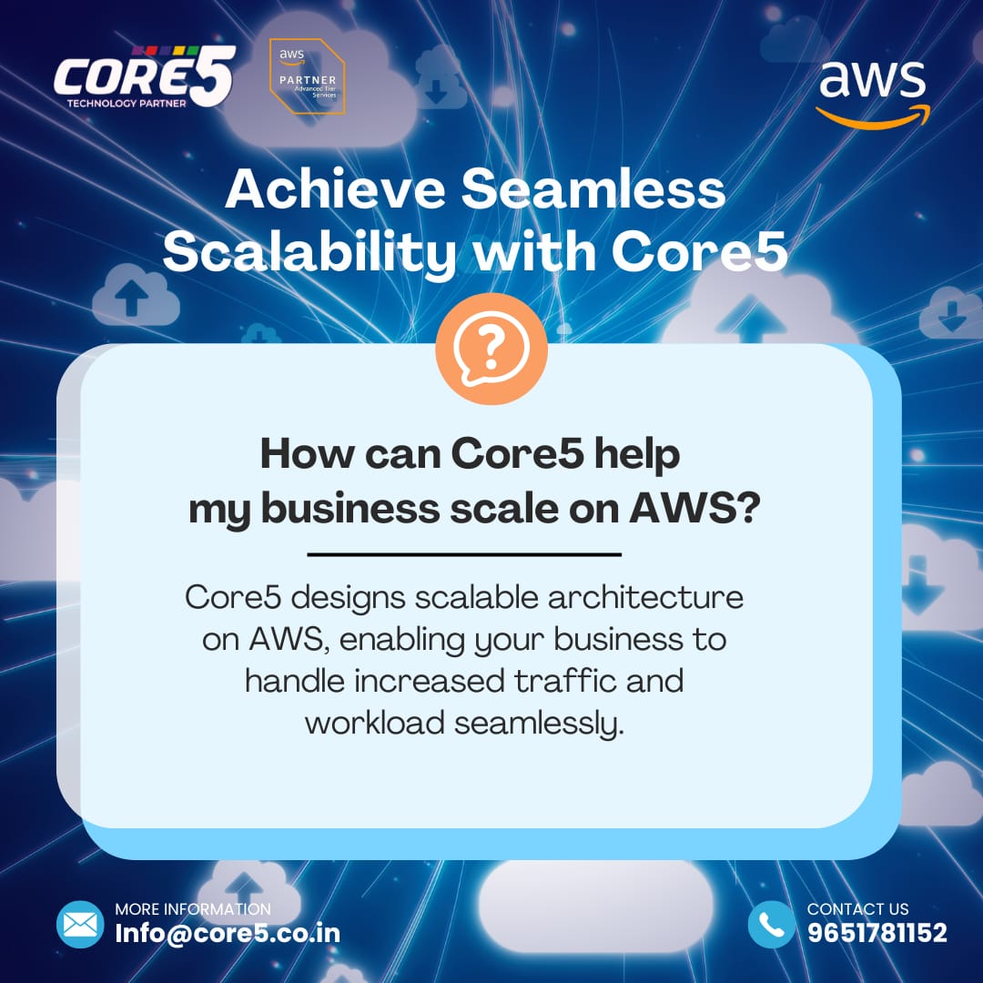 Core5systems's tweet image. Our expert team designs scalable architecture on AWS, ensuring your business can handle increased traffic and workloads effortlessly. 
Discover the power of scalable solutions today! 
#AWS #Core5 #ScalableArchitecture 
#cloud #cloudcomputing #cloudsolutions  #amazonwebservices