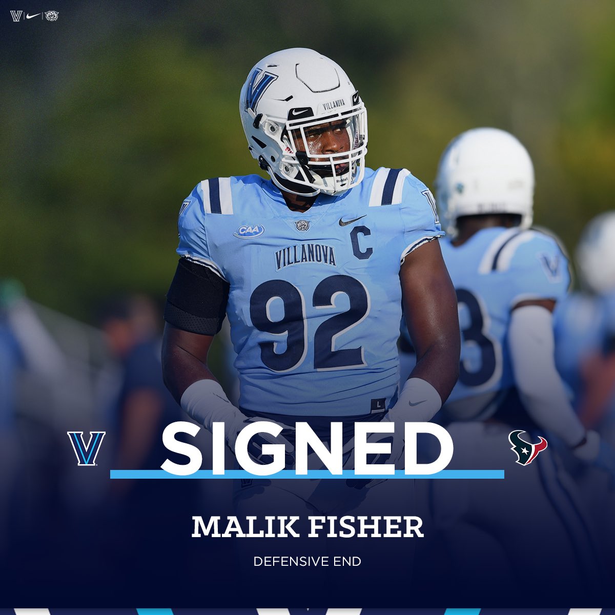 Villanova Football (@novafootball) on Twitter photo The <a href="/HoustonTexans/">Houston Texans</a> have signed Wildcat alum & former <a href="/XFLDefenders/">D.C. Defenders</a> DE <a href="/mo3_lyfstyle/">Malik Fisher</a>! ✌️
#TapTheRock #CatsintheNFL The <a href="/HoustonTexans/">Houston Texans</a> have signed Wildcat alum & former <a href="/XFLDefenders/">D.C. Defenders</a> DE <a href="/mo3_lyfstyle/">Malik Fisher</a>! ✌️
#TapTheRock #CatsintheNFL