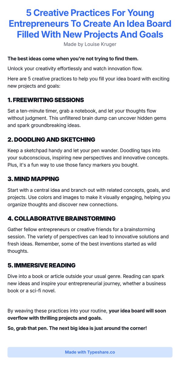 Louise00Writes's tweet photo. 5 Creative Practices For Young Entrepreneurs To Create An Idea Board Filled With New Projects And Goals https://t.co/rtLPhSOvsv