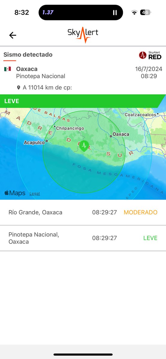SkyAlertMx's tweet photo. Actualización: sismo de intensidad «moderada» en #RíoGrande, Oaxaca. https://t.co/hekypbyWpD