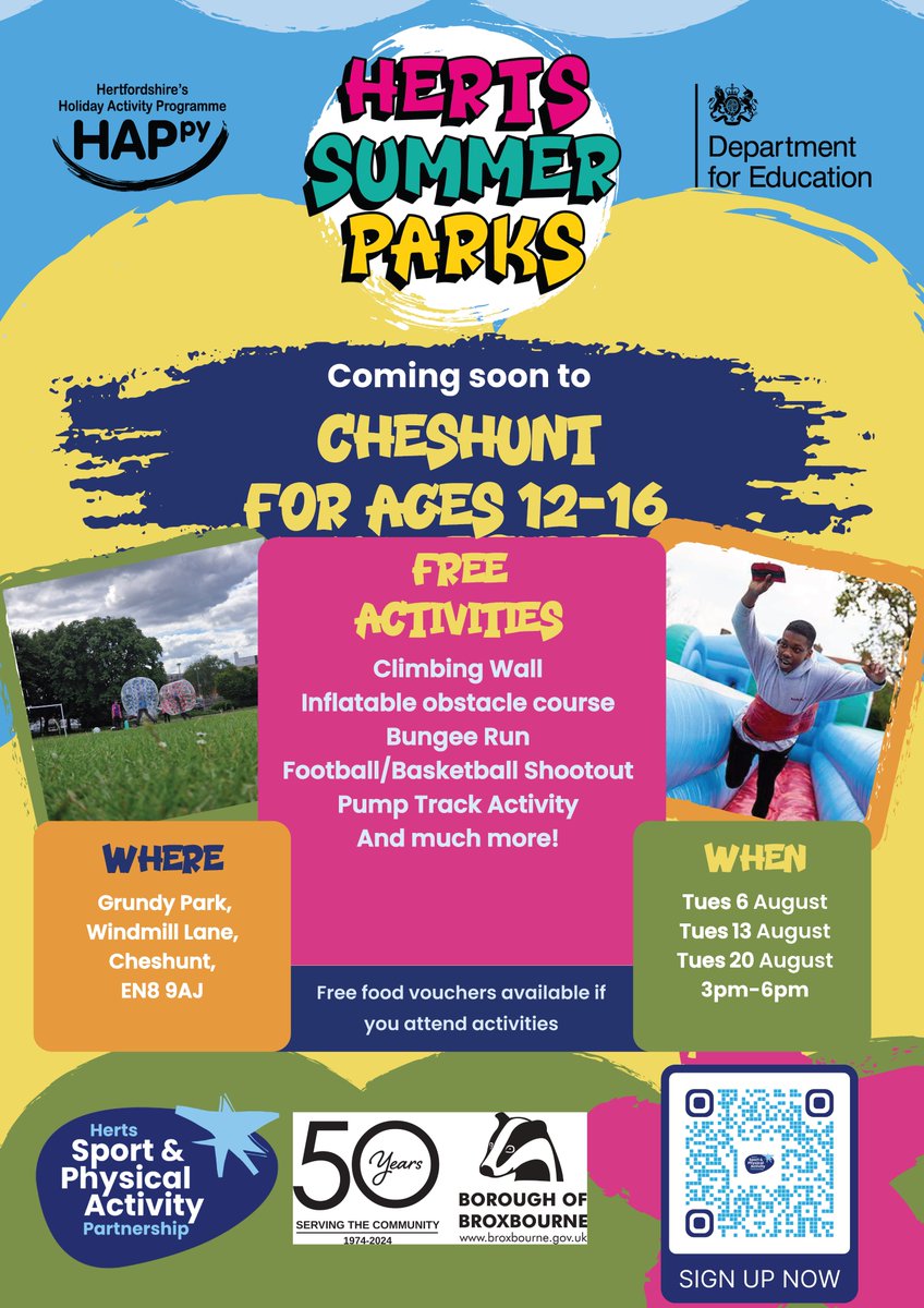 ActiveLocalWX's tweet photo. 🤸☀️Get ready Waltham Cross for the best summer ever! ☀️🤸

We've got an action-packed lineup of FREE activities for young people that you won't want to miss! Whether you're into callisthenics, basketball or adrenaline park activities, there's something for everyone to enjoy. 🌳 https://t.co/d9ePnVUJsa