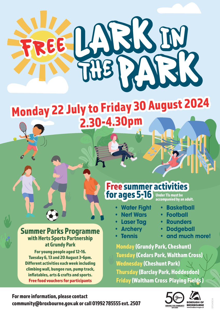 ActiveLocalWX's tweet photo. 🤸☀️Get ready Waltham Cross for the best summer ever! ☀️🤸

We've got an action-packed lineup of FREE activities for young people that you won't want to miss! Whether you're into multi-sports, playground games or nerf wars, there's something for everyone to enjoy. 🌳 https://t.co/164yZc0ke4