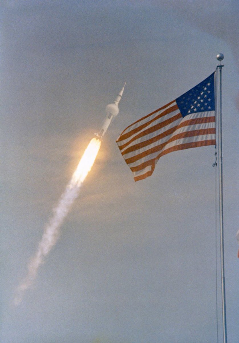TheRealBuzz's tweet image. Liftoff! July 16, 1969, 13:32 UTC – 55 years ago today – #Apollo11 launched from Earth, bound for the Moon. Years of research, testing, development, and all prior programs and missions came together to generate this moment. Neil, Mike and I may have been atop the rocket – but the…