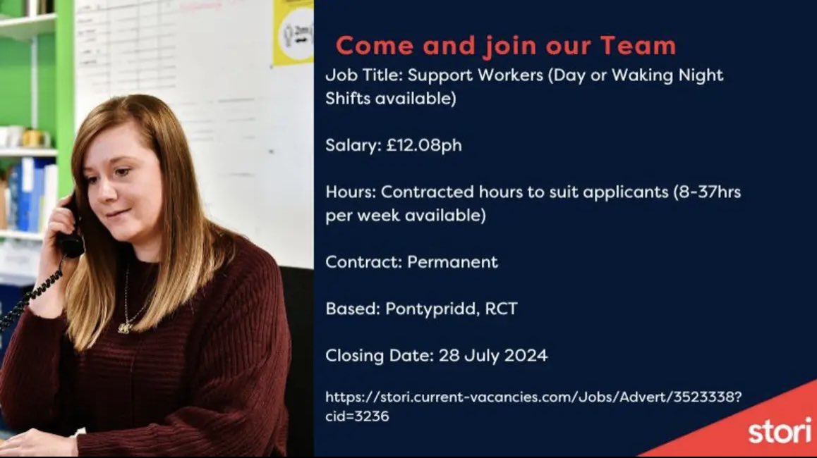 RCTCYP's tweet photo. Become a vital part of @StoriNewChapter team as a Support Worker, supporting women with multiple and co-occurring needs. #RCT #SEWalesJobs #WeCareWales https://t.co/UT65RCTFjP