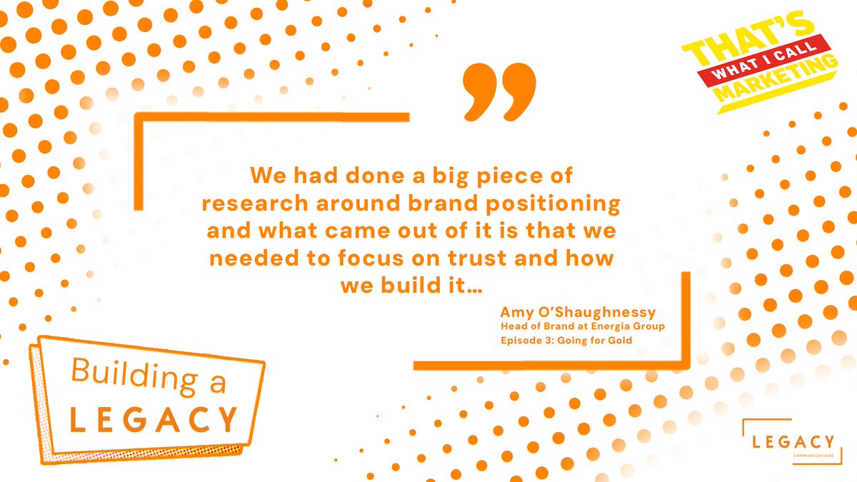 Legacy_Comms's tweet image. Amy O’Shaughnessy Head of Brand at Energia Group, talks about the importance of research on brand positioning and sponsorship in episode three; “Going for Gold”, of our new podcast.
Listen through the link below:
legacycommunications.com/insights/podca…

#LegacyCommunications #MarketingPodcast