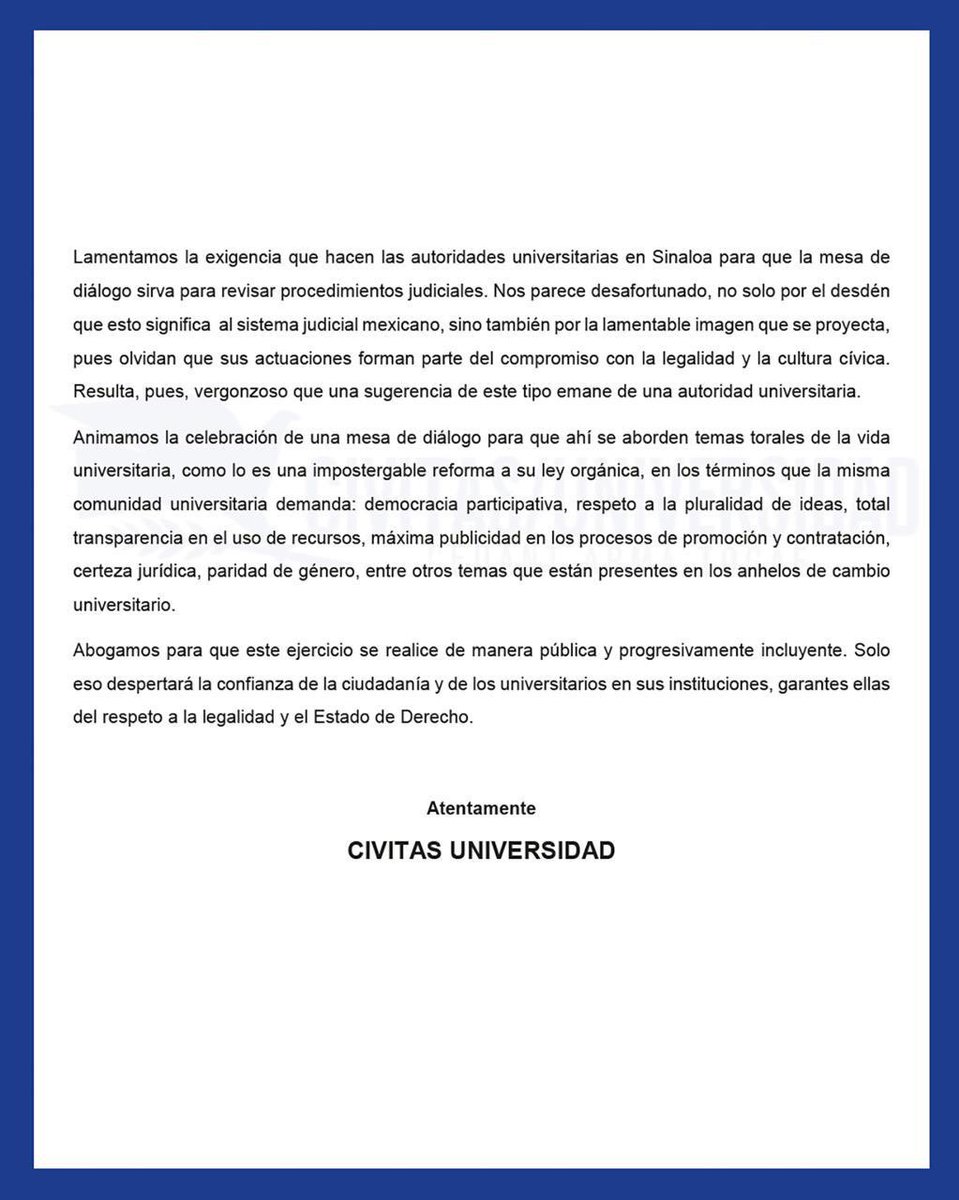 sergiomarioa's tweet image. La UAS, bien público de los Sinaloenses, merece la defensa de parte de sociedad y de las autoridades. Una sociedad con futuro es aquella que puede defender en libertad sus ideas e instituciones. Fracasar en la defensa de lo que representa un bien social, es fracasar como…