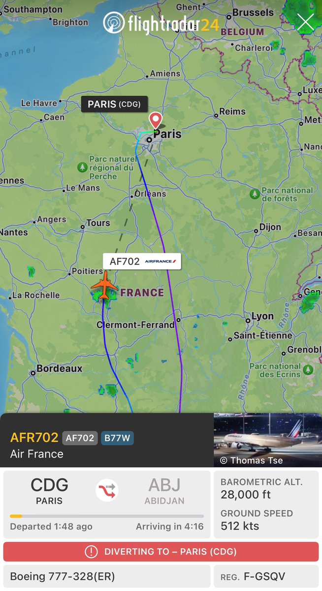 flightradar24's tweet photo. #AF702 from Paris to Abidjan is returning to CDG. Reason unknown.
https://t.co/ST2ACm2W8D https://t.co/D5TJ7Io4vN