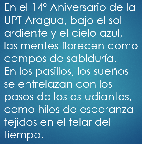BettysMunoz's tweet photo. El aniversario de la Universidad Politécnica de Aragua, un sueño hecho realidad hace 14 años. La universidad de las y los aragüeños, presente y futuro del desarrollo académico, social y productivo de nuestro territorio. https://t.co/IpHZDlbRTj