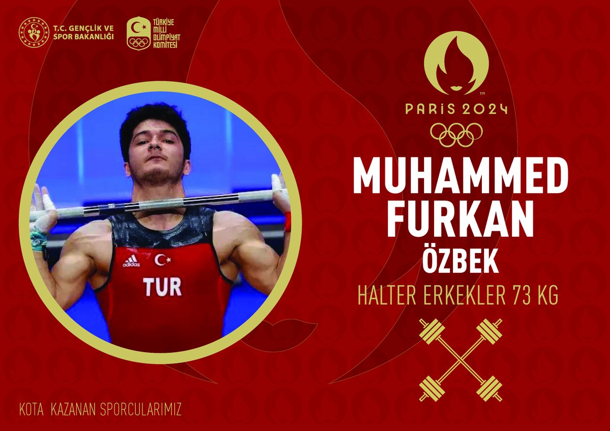 Paris 2024 Olimpiyat Oyunları’na kota kazanan halter branşı sporcumuzu tebrik ediyor, Olimpiyat oyunlarında başarılar diliyoruz.🇹🇷❤️

⭐️Muhammed Furkan Özbek