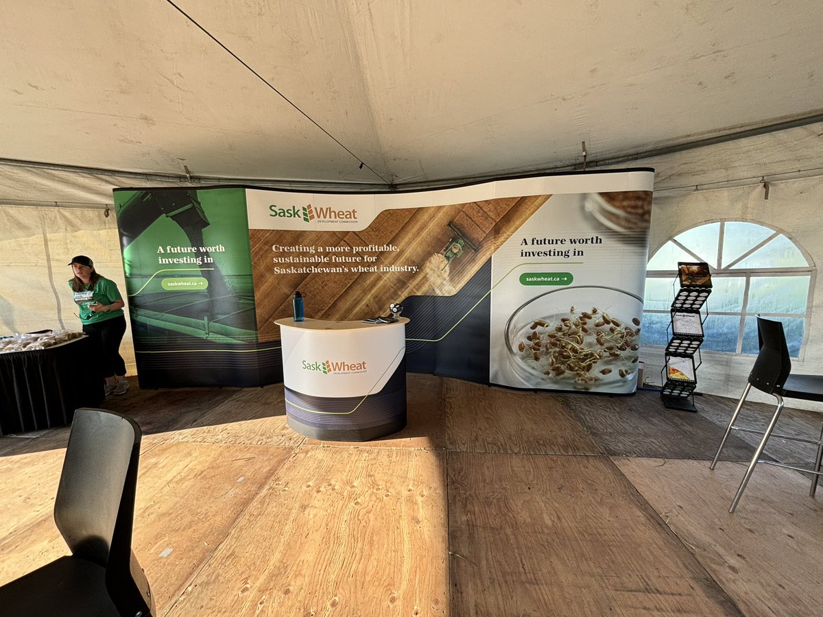 SaskWheat's tweet photo. Today is the day! We are set up and ready to welcome you at Booth #105. Stop by, say hi, and test your wheat knowledge to win some great prizes! @AginMotion https://t.co/fzPNVCiNIq