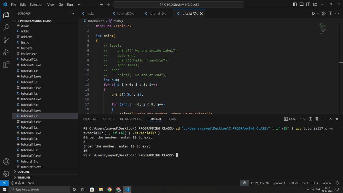 KhaleelS85376's tweet photo. Day 6 of my coding journey : Today I learned about break and continue statements, goto statements, type casting, and functions with the help of @codewithharry . I'm really enjoying learning C programming; it's so interesting! Please follow #Cprogram #learnwithme #connect #coding https://t.co/pmy9jfL5e6