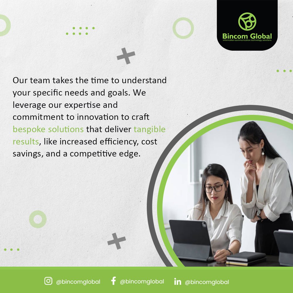 bincomict's tweet photo. Choose a partner who understands your business. Choose Bincom Global. #BincomGlobal #TechPartner #CustomisedSolutions #BusinessGrowth #Innovation https://t.co/Y8hADql3JS