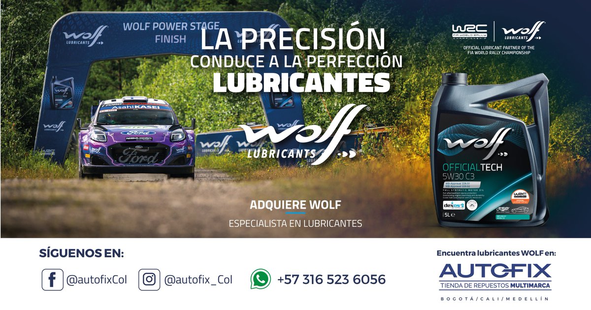 tc2000colombia's tweet photo. La precisión conduce a la perfección. Lubricantes Wolf, adquiérelo en #Autofix, ponte en contacto por WhatsApp al 316 523 6056 o visítanos en https://t.co/XXKF9n8mw5 #LubricantesWolf #Autofix https://t.co/yWScIqX7iF