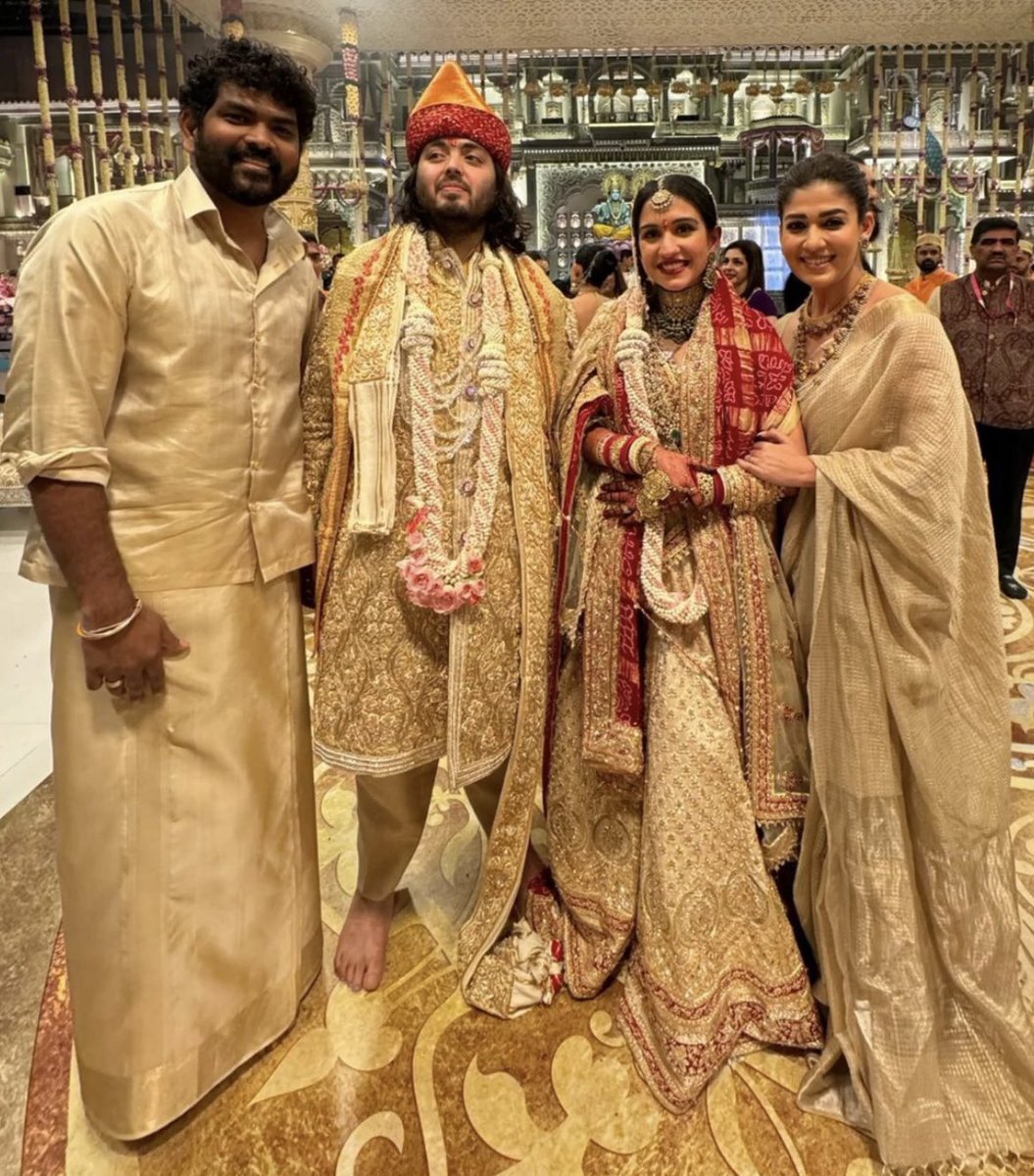 NayantharaU's tweet photo. congratulations to Anant and Radhika on  beautiful wedding!💐Super Best wishes👍😇 https://t.co/agE6JZSdaG