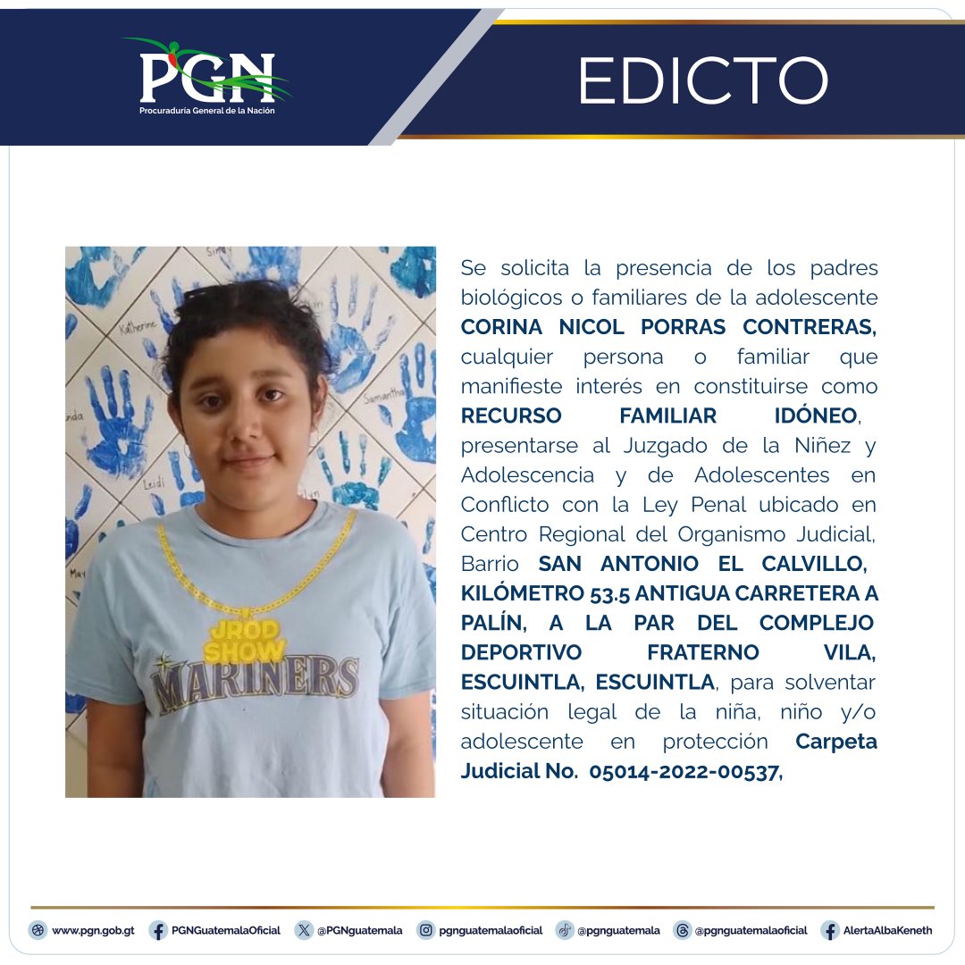 Tu ayuda es importante, comparte la imagen para encontrar un familiar. #Edicto #PGN