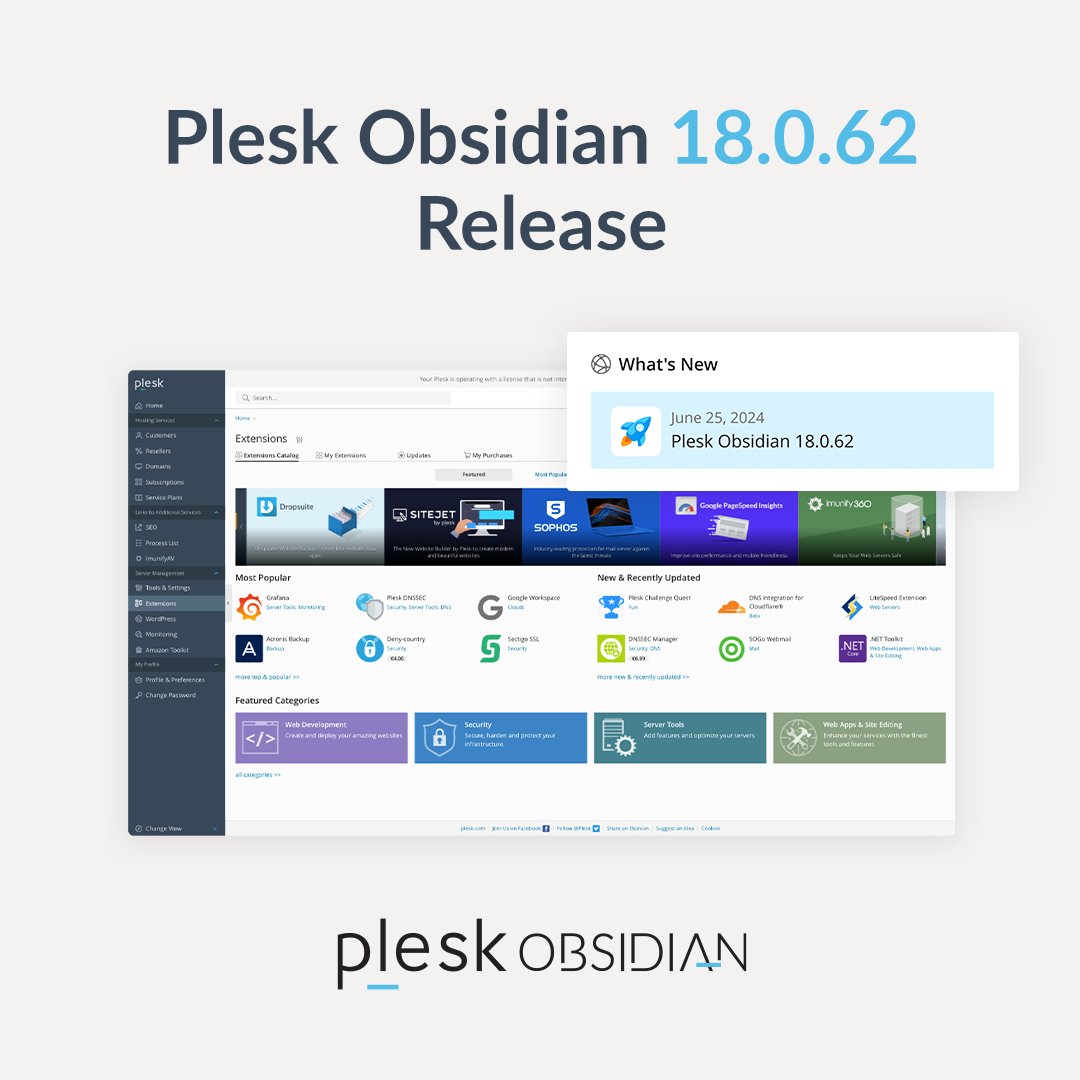 🔧 Plesk v0.62 is here! Enjoy better web hosting with:
🔒 Enhanced security
📅 Latest PHP support
⚙️ Improved backup reliability
🛠️ Intuitive UI

👉 Full change log: docs.plesk.com/release-notes/…

Upgrade today! 🚀