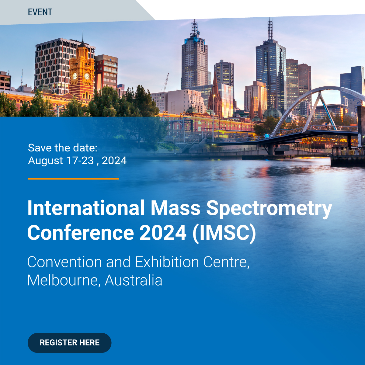 BrukerMassSpec's tweet photo. Save the date for IMSC 2024 in August 17-23 in Melbourne, Australia! Visit Bruker at booth A to learn about our latest Mass Spectrometry technologies and solutions and find details about our lunch seminars: https://t.co/k2Ze2j4gCx

#MassSpectrometry #maldiimaging #Proteomics https://t.co/ptHV412Yom