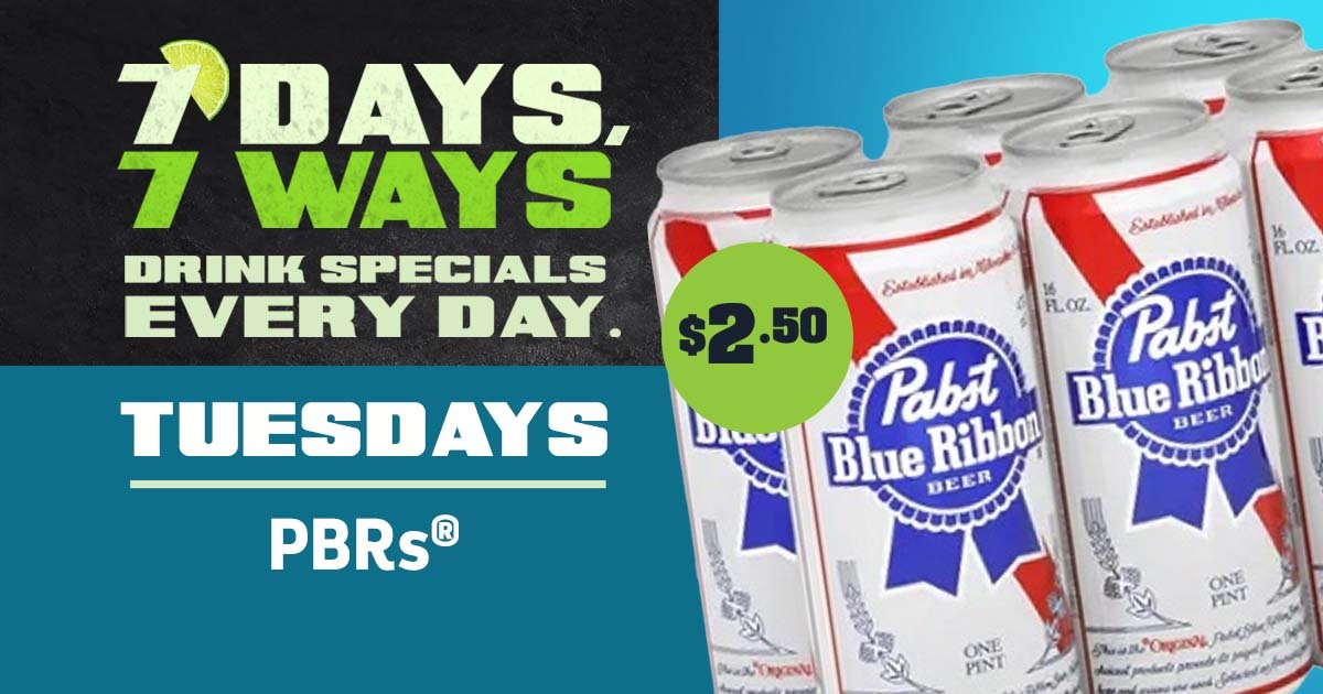 🍺 $2.50 PBR ON TUESDAYS
-Can't Go Wrong With A Classic

🍀See You At Beef's
*At Participating Locations Only*