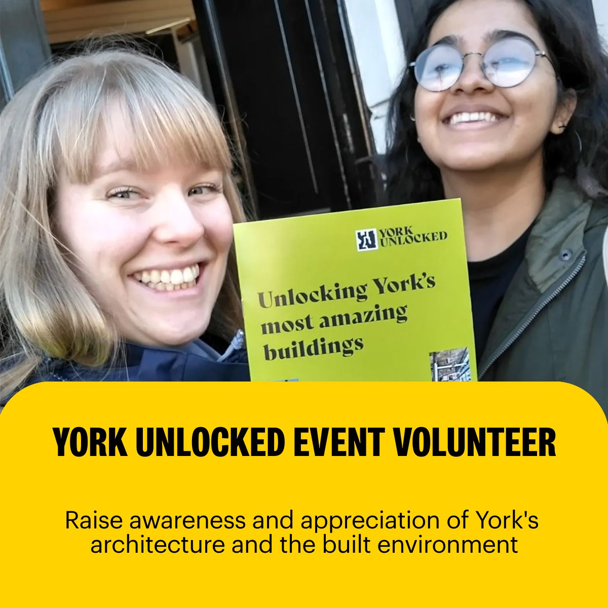 UoY Volunteering (@uoyvolunteering) on Twitter photo York Unlocked is an annual event to raise public awareness & appreciation of architecture & the built environment of York. They are looking for Event Volunteers for 5-6 October, to assist with a variety of roles. For info & to apply, visit: bit.ly/UoYVolOpportun… <a href="/YorkUnlocked/">York Unlocked</a> York Unlocked is an annual event to raise public awareness & appreciation of architecture & the built environment of York. They are looking for Event Volunteers for 5-6 October, to assist with a variety of roles. For info & to apply, visit: bit.ly/UoYVolOpportun… <a href="/YorkUnlocked/">York Unlocked</a>