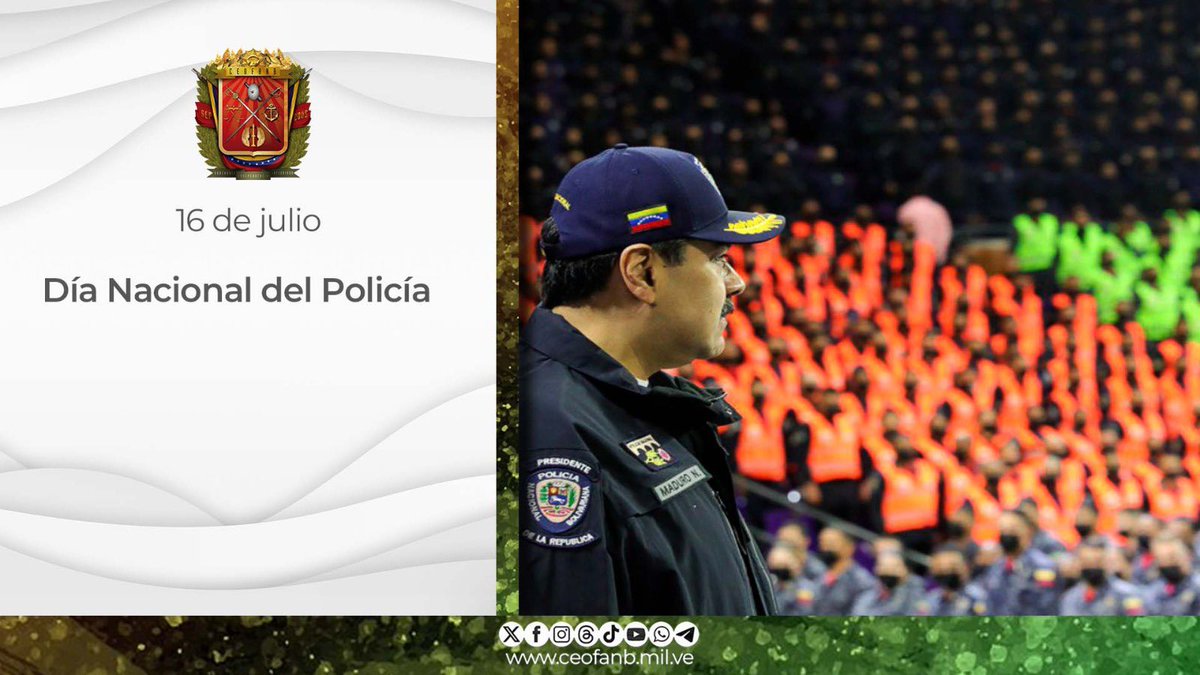 dhernandezlarez's tweet photo. Hoy #16Julio celebramos el Día Nacional del Policía, reconociendo la valiosa labor de los hombres y mujeres quienes día a día con abnegación, compromiso, sacrificio y dedicación, garantizan la seguridad y protección de los ciudadanos y ciudadanas, hogares y familias, asegurando el pacífico disfrute de las garantías y derechos constitucionales, velando por el establecimiento y restablecimiento del orden público y protegiendo a los más vulnerables, respetando siempre los derechos humanos. 
Nuestro más profundo agradecimiento a todos los funcionarios policiales por su entrega incondicional y su incansable compromiso con la seguridad y la paz ciudadana. ¡A vencer!

#IntegrarEsVencer