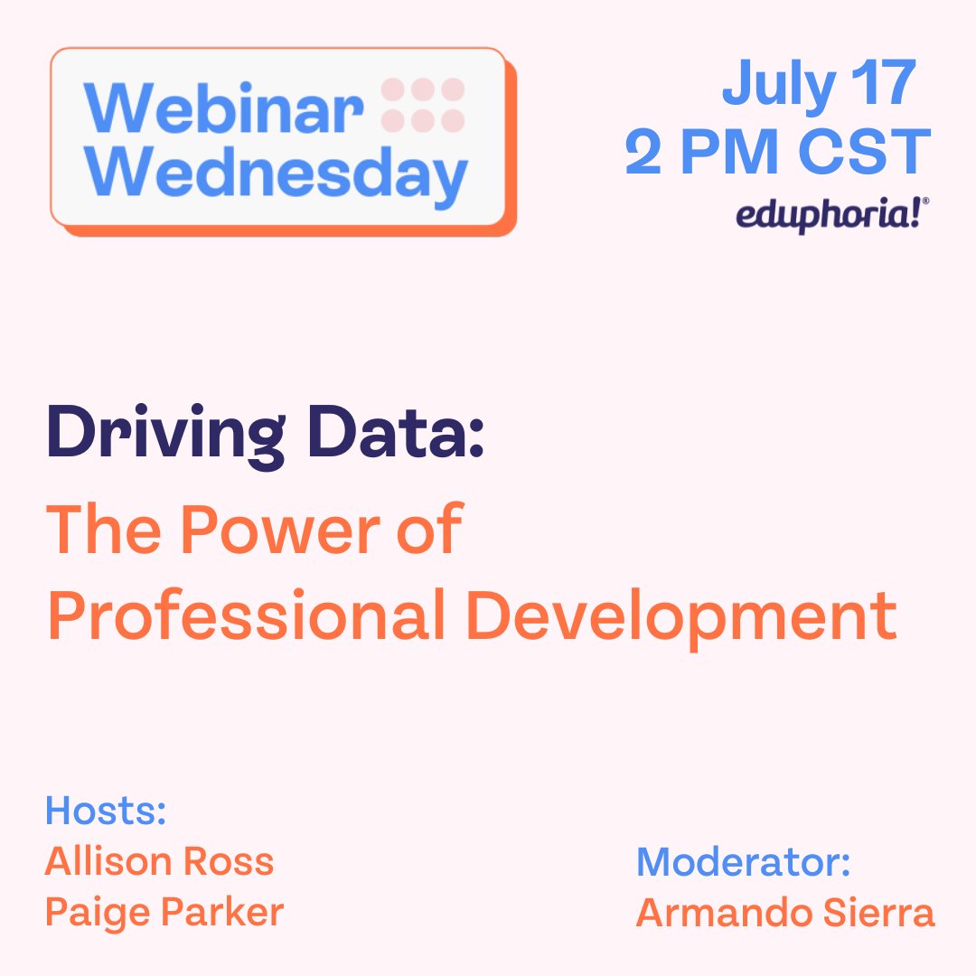 Don't forget to sign up for our #webinar! Dr. Allison Ross and Paige Parker will be discussing how #teachers can use #professionallearning and evaluation data to make professional learning decisions. Check the link in our bio and head to the webinar page!
