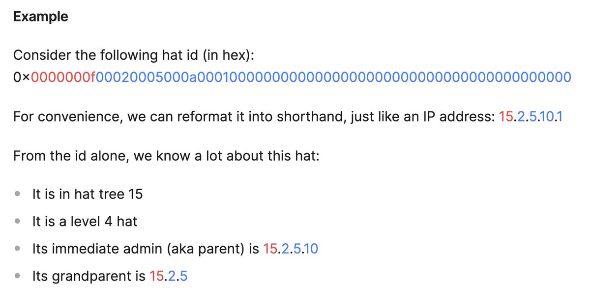 hatsprotocol's tweet photo. Did you know Hats Protocol token ids are semantic? They have meaning 🧙

Every hat id encodes the hat's location within its tree

This creates powerful tools for builders &amp; integrators

Join us Thursday 12pmET for a deep dive into hat ids &amp; how to use them w/ @topocount

Deets ⬇️ https://t.co/bNqioogg9B