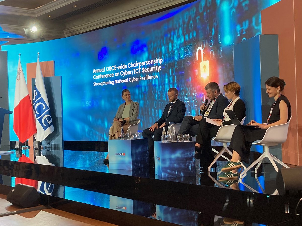 Pleased to join @OSCE24MT’s Cybersecurity conference. Ensuring information integrity means focusing on human rights, public interest &amp; multistakeholder cooperation. Strengthening independent media is crucial to combat disinformation.