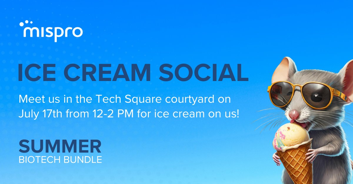 misprobiotech's tweet photo. Don't miss this sweet opportunity to connect with our team, learn about how we can support and help expedite your path to IND with our contract vivarium model. Join us tomorrow from 12-2pm in Tech Square for some ice cream! #Contractvivarium #ownyourscience #bostonevents https://t.co/wdQNRh8ZQ3
