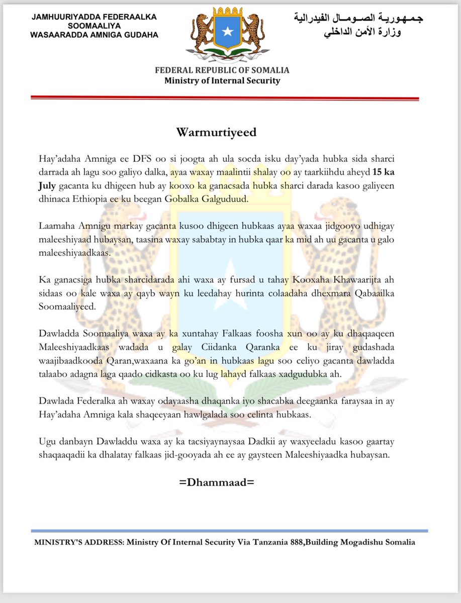 Kooxaha Cadowga u shaqeeya &amp; kuwa taageersan argagixisada &amp; kuwa xanuunka siyaasadda la ildaran waxay ka midaysan yihin in dalka horumarkiisa iyo guulaha aagagga kala duwan laga gaarayo ay dhibto. Ma jiro cid ka maangaabsan kuwa ku hadaaqaya cunaqabatayntii hubka dalka hala saaro