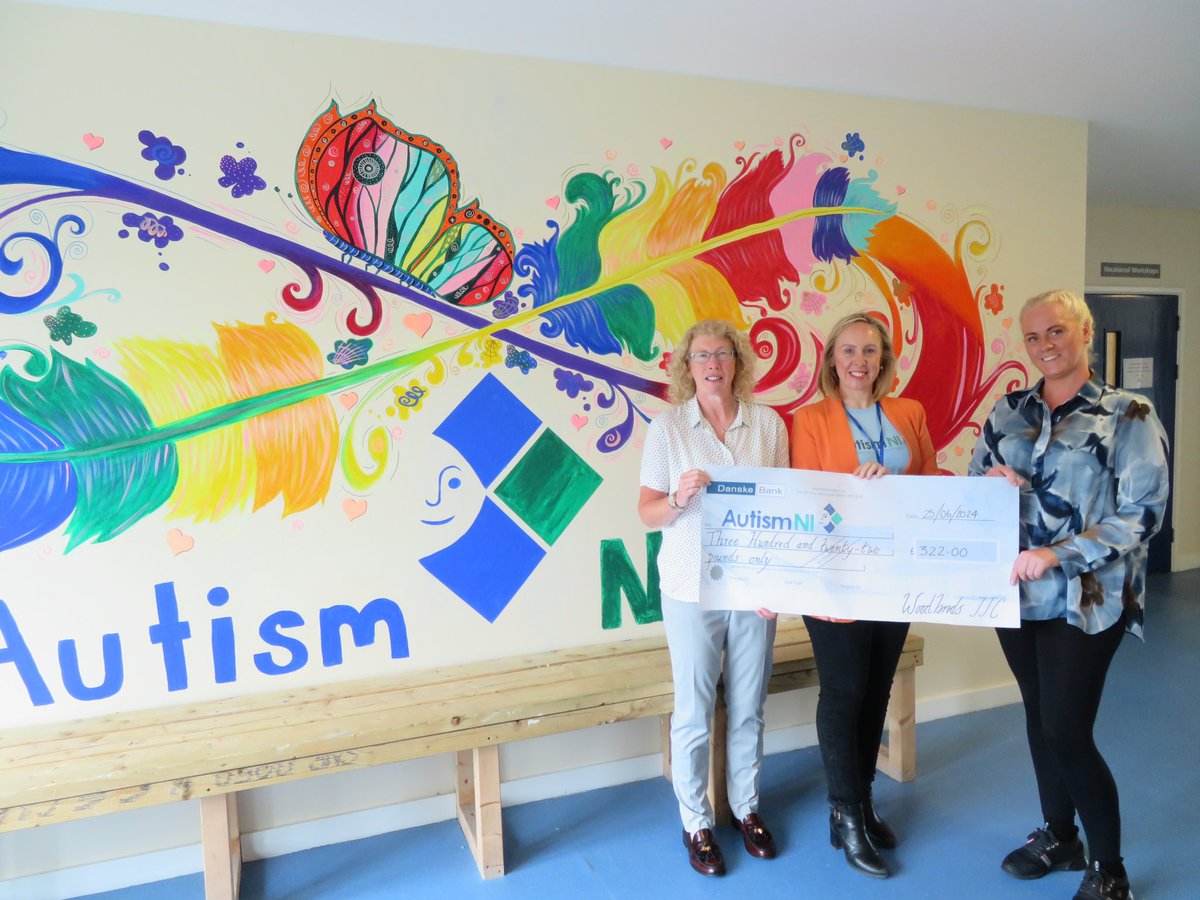 Y_J_Agency's tweet photo. Young people, supported by teachers and our staff in Woodlands, created this amazing mural to mark the beginning of our charity partnership with Autism NI. 

They also made key rings to sell and raised a fantastic £322 for @AutismNIPAPA Well Done Everyone! https://t.co/0MVZ5y8UMJ