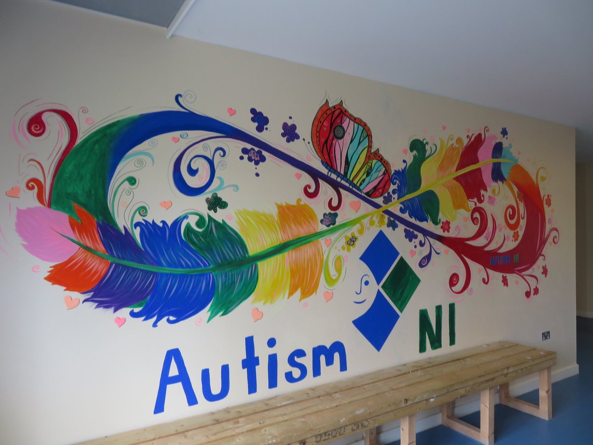 Y_J_Agency's tweet photo. Young people, supported by teachers and our staff in Woodlands, created this amazing mural to mark the beginning of our charity partnership with Autism NI. 

They also made key rings to sell and raised a fantastic £322 for @AutismNIPAPA Well Done Everyone! https://t.co/0MVZ5y8UMJ
