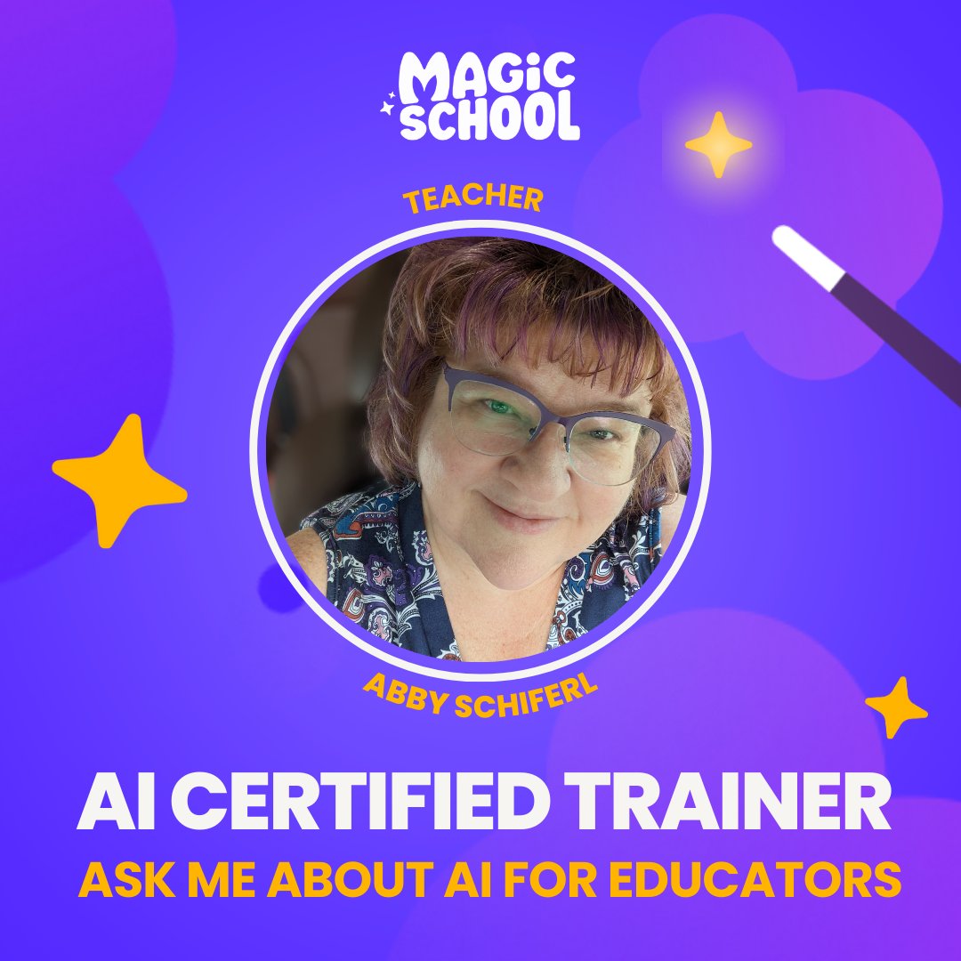 So excited to find out I am #magicschoolaicertifiedtrainer! Thank you <a href="/magicschoolai/">MagicSchool AI 💜 🪄✨</a> I will be presenting on #magicschoolai 7.17 at 12:30 room 4 with <a href="/upstatetech/">Upstate Tech Conf</a> #utc2024