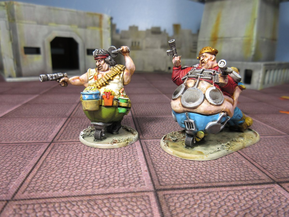 stratagon's tweet photo. Fatties at War for Judge Dredd: I am the Law. #boardgaming #boardgames #miniatures #miniaturesgame #minis #tabletop #tabletopgames #wargames #wargaming #judgedredd #judgedreddIamthelaw #wargame #boardgame #warlordgames #paintedminiatures https://t.co/FI0pP7LYwd