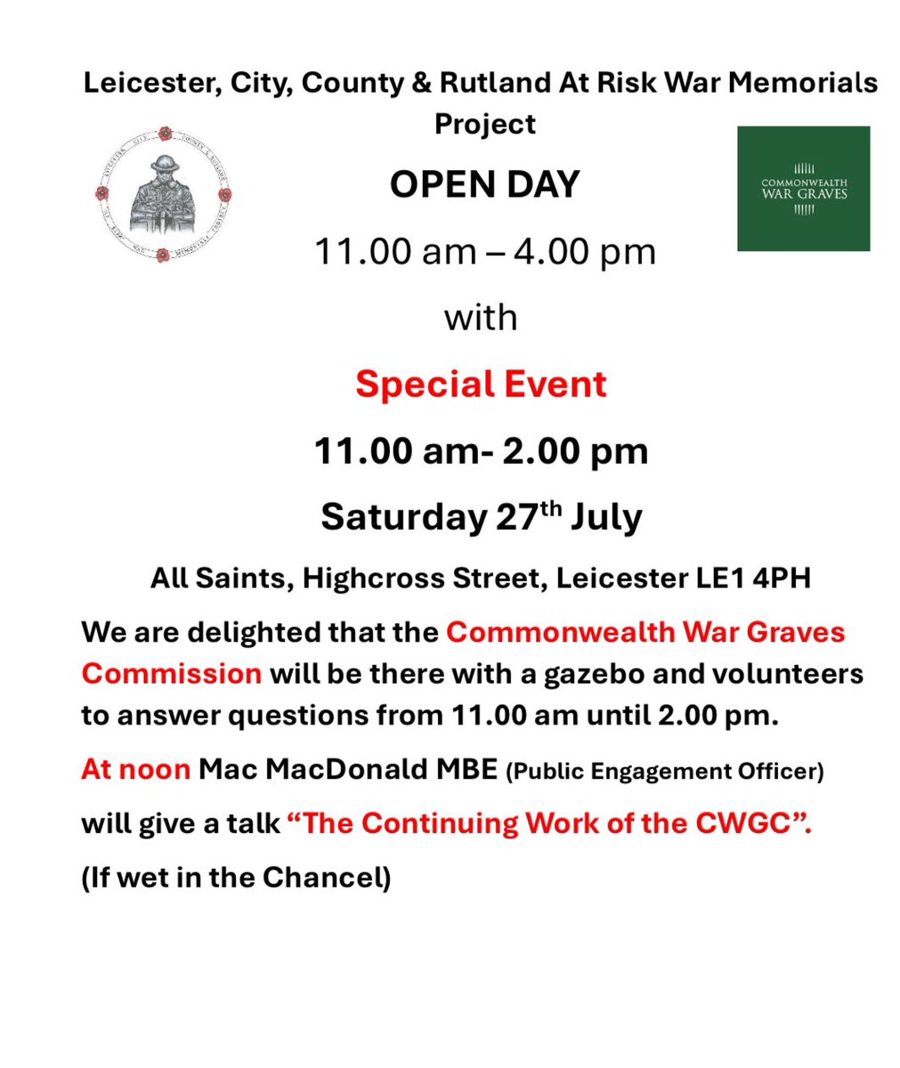 On Saturday the 27th of July we welcome the <a href="/CWGC/">Commonwealth War Graves</a> to our open day. Come along to say hello and learn more. This will be an exciting event.
