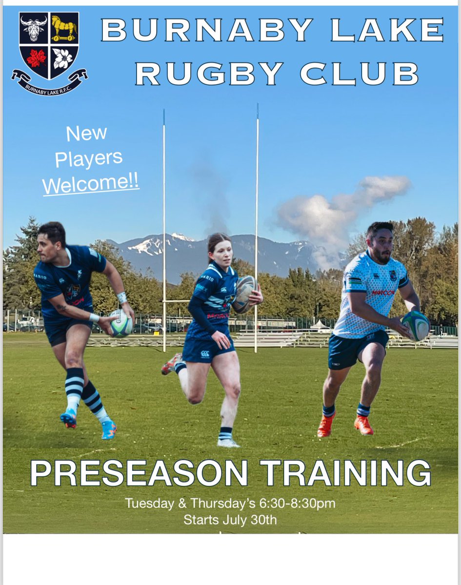 BLRC (@burnabylakerfc) on Twitter photo The 2024-25 season begins on Tuesday July 30th! Preseason training for the BLRC Men & Women goes every Tues and Thurs from 6:30 to 8:30pm at the Burnaby Lake Rugby Club (3760 Sperling Ave).
New players are encouraged to come down and check out the Blue and White! <a href="/BCRugbyNews/">BC Rugby News</a> The 2024-25 season begins on Tuesday July 30th! Preseason training for the BLRC Men & Women goes every Tues and Thurs from 6:30 to 8:30pm at the Burnaby Lake Rugby Club (3760 Sperling Ave).
New players are encouraged to come down and check out the Blue and White! <a href="/BCRugbyNews/">BC Rugby News</a>