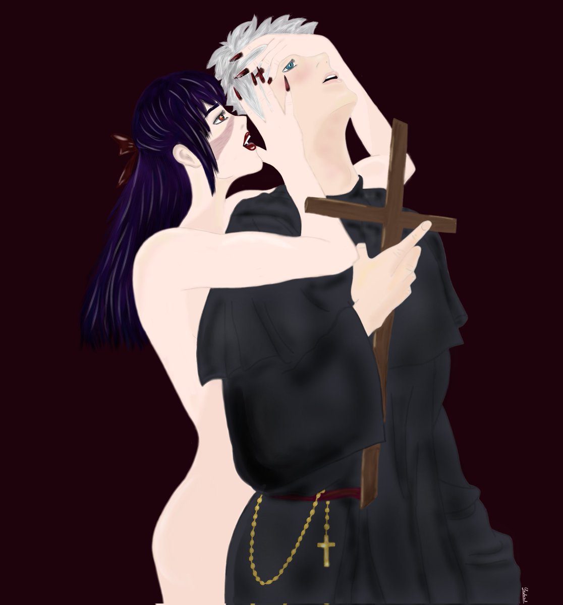 Día 2 - Vampire Au
"La mejor manera de librarse de la tentación es caer en ella". (O. Wilde)

#goutaweek2024 #gouta #gojohime #五歌