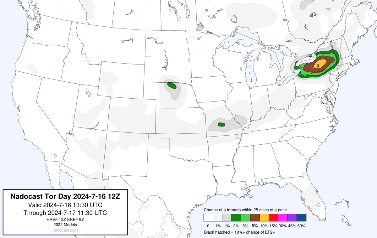 nadocast's tweet photo. 12Z Day Tornado Forecast (New New 2022 Models) https://t.co/l8wE5o9lti