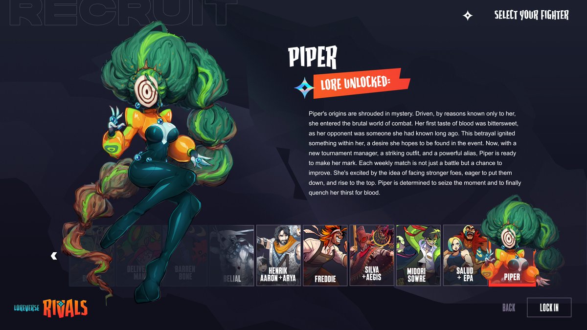 LoreverseStudio's tweet photo. CHARACTER INTRODUCTION 🥊 

Piper’s masked visage conceals a past as tangled as the vines she adores. She enters the fray to cultivate her power and let her true potential blossom. 🌵#loreverserivals 

Character made by @/juneartcraft19 https://t.co/F2SDpSOXAI
