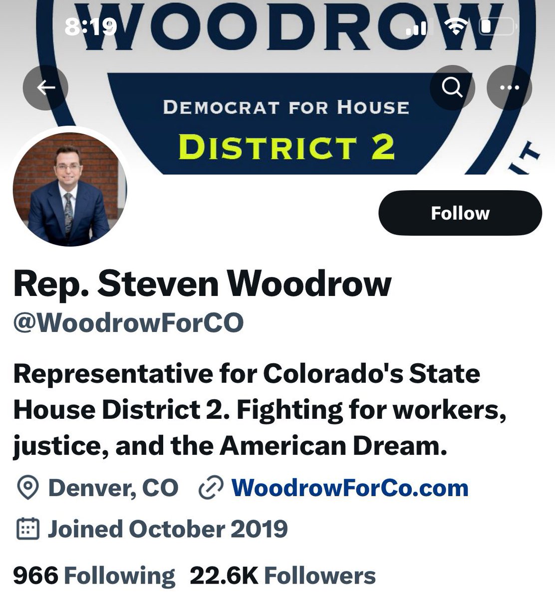 GovtsTheProblem's tweet image. Did Colorado state Rep Steven Woodrow(D) violate the 1st Amendment by just deleting his Twitter/X account?

Should @elonmusk restore his account so people can see Woodrow’s posts and people’s responses? He’s still an elected official. 
#copolitics #coleg 
@aclu @ACLUofColorado