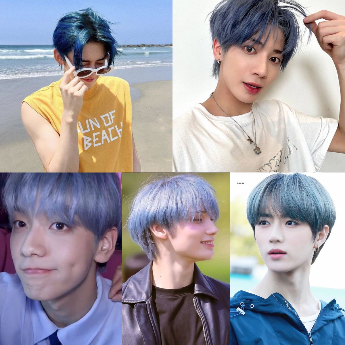 haefloewr's tweet photo. discussão aberta: qual foi o melhor blue hair do txt pra vocês?? https://t.co/Z5wBid8PuF