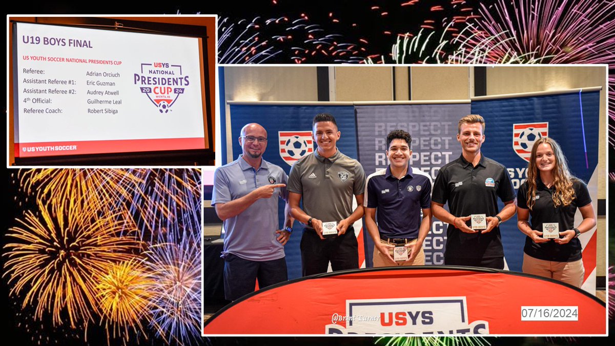 vadcrefs's tweet photo. Metro DC-Virginia State Referee Program Referees continue to Shine at the USYS 2024 NATIONAL PRESIDENTS CUP in Wichita, KS - July 12-16, 2024! Congratulations to all the Referees! #MakeTheRightCall #TimeToShine #Proud #NewTheAssignment @vayouthsoccer https://t.co/mfluhyPHXs