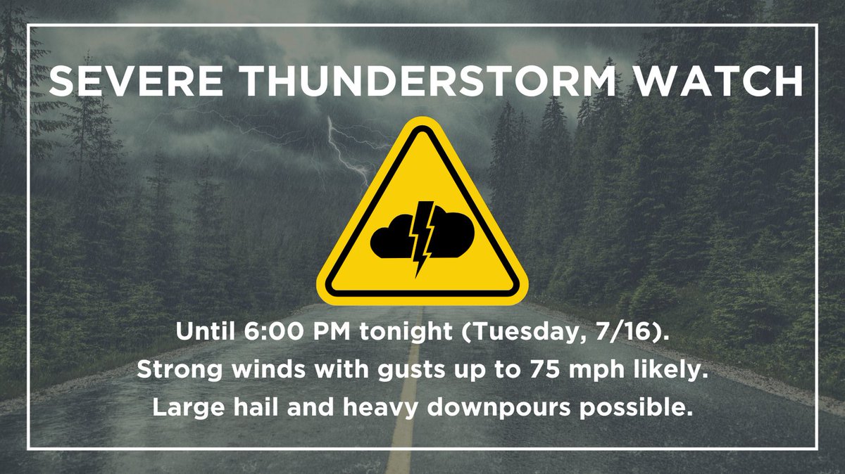 OswegoCountyEMO's tweet photo. The @NWSBUFFALO has issued a Severe Thunderstorm Watch for Oswego County until 6:00 PM. This means that there is potential for some severe thunderstorms this afternoon.

Be sure to monitor your local forecasts, and have a way to receive weather alerts in case a warning is issued! https://t.co/6URbWAz6VY