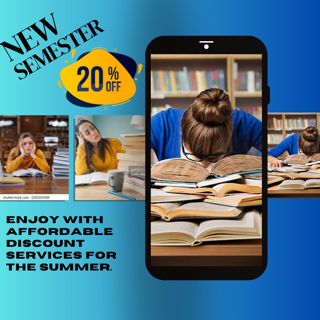 Jaccqueswriter's tweet photo. Feeling overwhelmed with assignments, quizzes, exams, or online classes? Let me take the load off your shoulders! 📚✏️

Enjoy 20% OFF on all academic assistance services this summer. Whether you need help with: https://t.co/BNGfFaR5AO