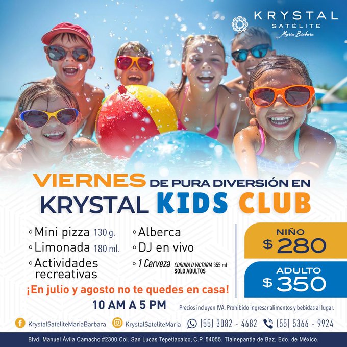 DISFRUTA ESTAS VACACIONES EN FAMILIA. TODOS LOS VIERNES DE PURA DIVERSIÓN #KRYSTAL <a href="/KRYSTALHOTELS/">KRYSTAL HOTELS</a> #Edomex #Naucalpan <a href="/AdoptameNaucal1/">Adoptame Naucalpan</a> #Verano2024 #vacaciones <a href="/CIUDAD_SATELITE/">CD SATELITE</a> <a href="/PSatelite/">Plaza Satélite</a>