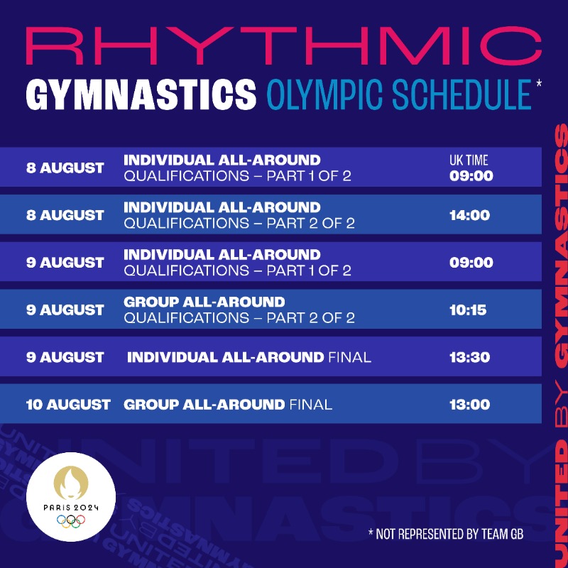 BritGymnastics's tweet photo. Mark your calendars 🗓️

The first gymnastics competition of @Paris2024 begins one week today! @TeamGB will be represented by 1⃣3⃣ gymnasts over the course of The Games.

Wanting to follow the action at home? Be sure to check out the competitions' timings in our schedule below 👇 https://t.co/S3cvfFJ5XR